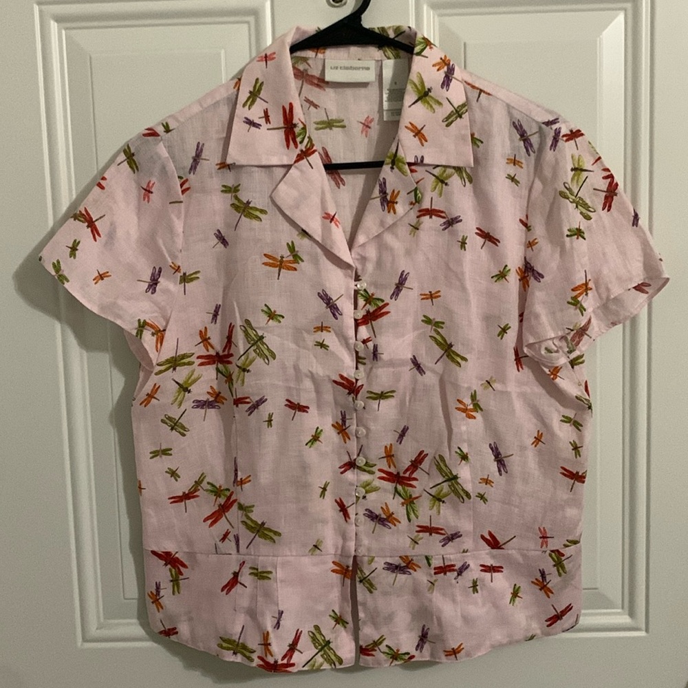 Liz Claiborne dragonfly linen top